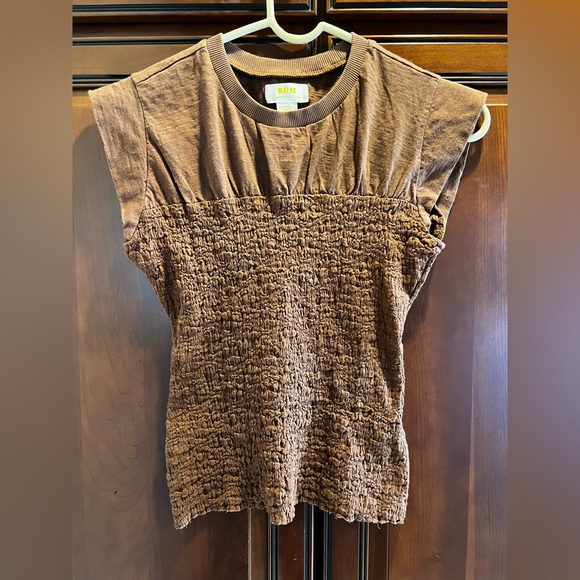 Maeve Tops - Anthropologie Maeve Brown Stretch Smocked Top - XXS